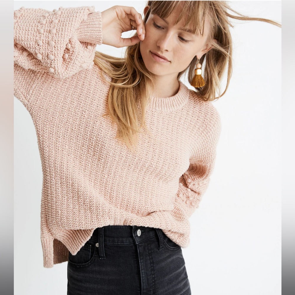 Madewell Bobble Pullover Sweater Avalon Pink Sz XS